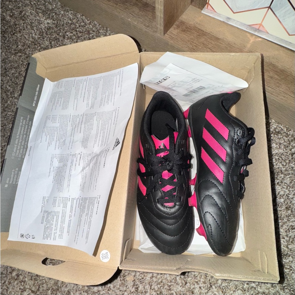 Adidas Black and Pink Soccer Cleats